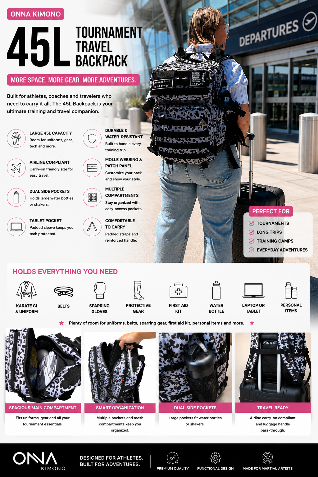45L Tournament Travel Backpack | Karate Gear & Carry-On Bag