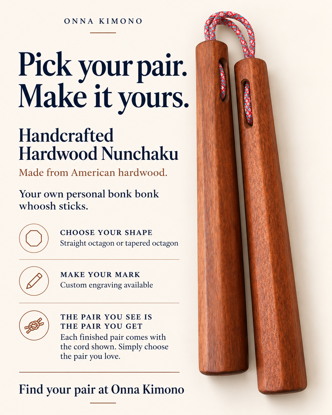 Handcrafted Hardwood Nunchaku
