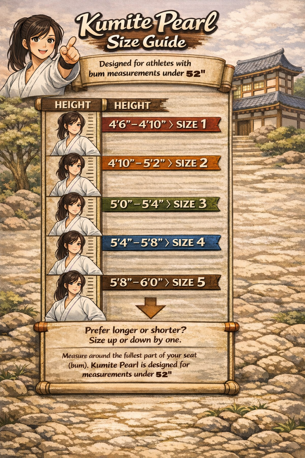 Kumite Pearl Size Chart - Onna Kimono