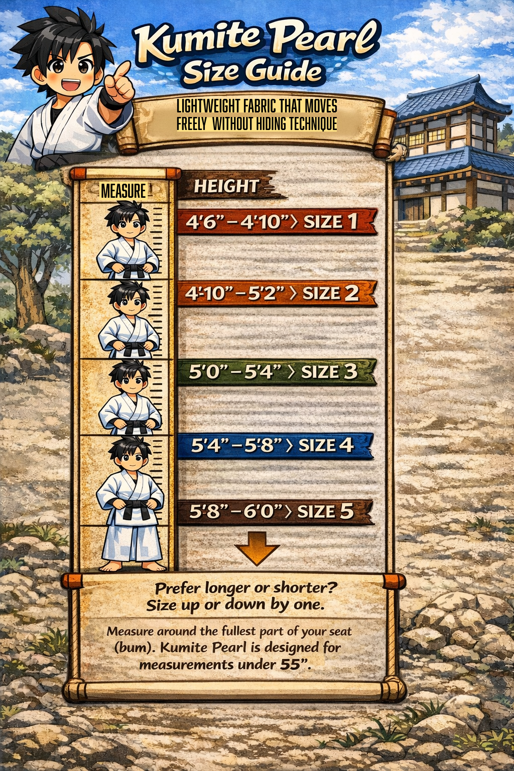 Kumite Size Chart- Onna Kimono