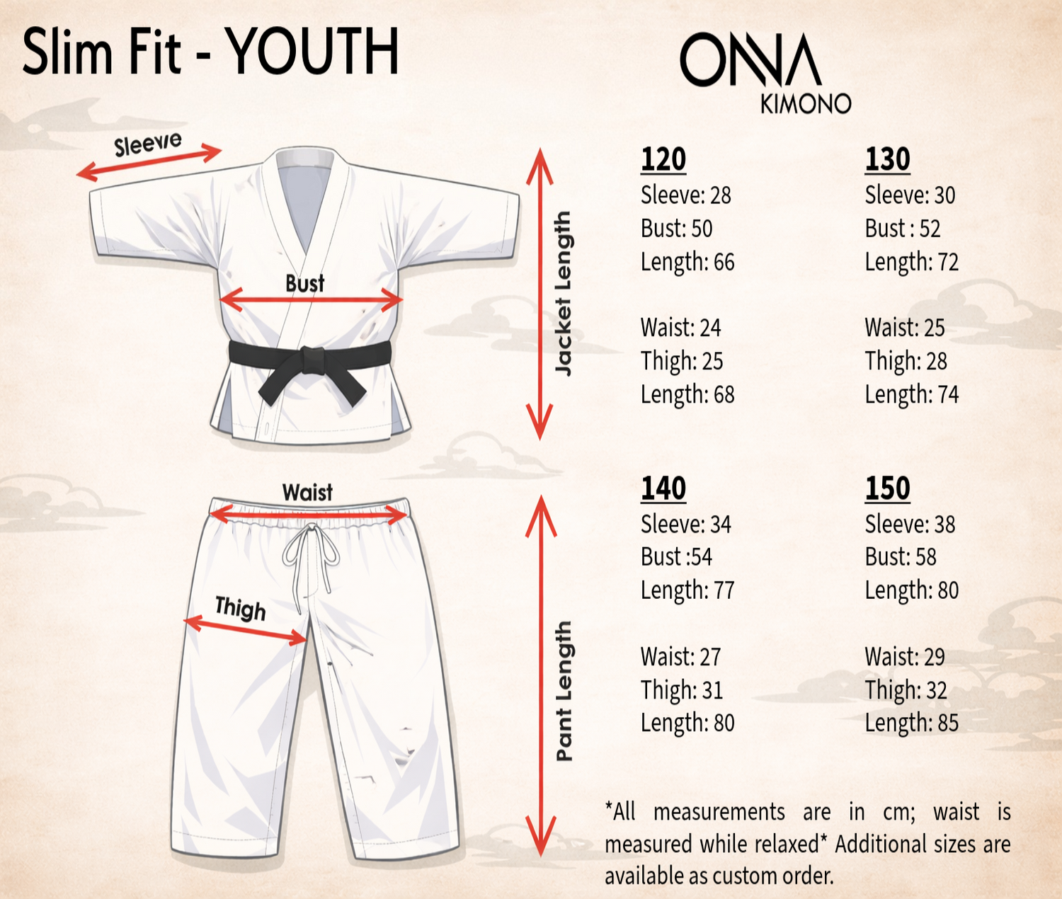 Youth Fit Karate chart- Onna Kimono